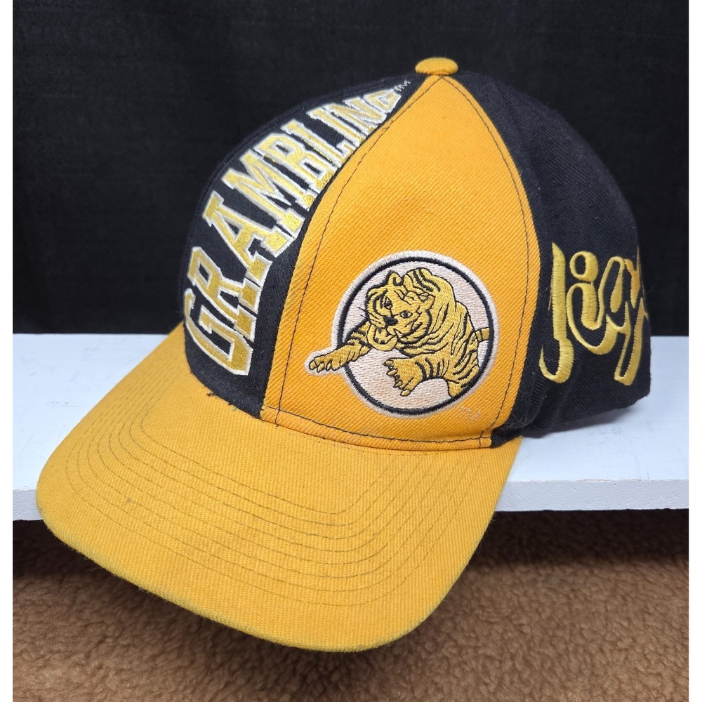 VTG 90s Grambling Tigers Snapback Hat Colosseum Black Yellow RARE HBCU NCAA